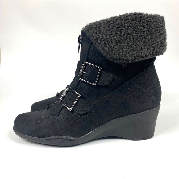 Women's A2 By Aerosoles Music Women's Sherpa Lined Cuffed Wedge Ankle Boots 8.5 - Picture 3 of 8